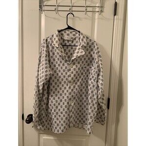 John Weitz Mens 2XL Print Shirt Long Sleeve Button Down Casual